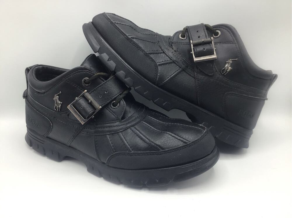 Polo Ralph Lauren Dover III Black Leather Buckle Duck Boots Mens 11 D 15360